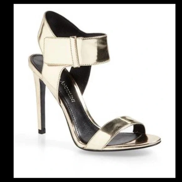 Enzo Angiolini Brodee Sandal Heel Gold Open Toe Size 8 - Picture 3 of 13